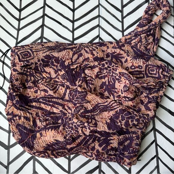 Zara Size L One Shoulder Abstract Print Ruffled Cropped Tank - Picture 1 of 4